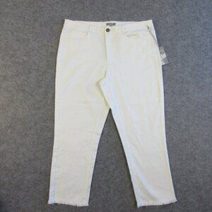Habitat Womens White Denim Jeans 14 Stretch Slim Leg Casual Fray Classic 380